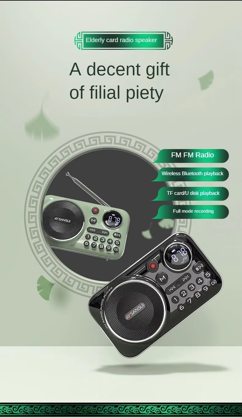 Reproductor de música con radio Bluetooth portátil, puede insertar tarjetas y unidades flash USB