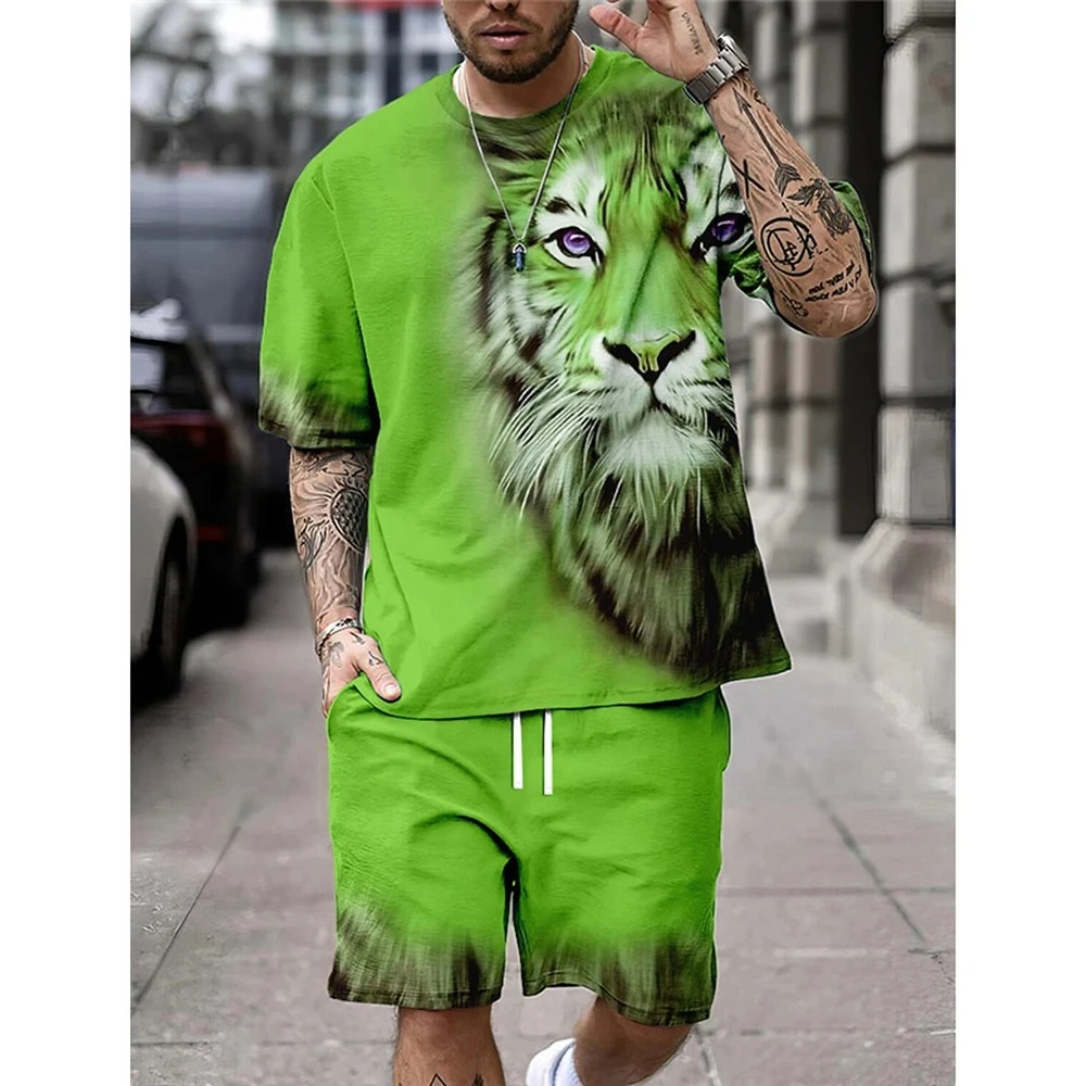 Men's 3D digital printing trendy T-shirt suit
