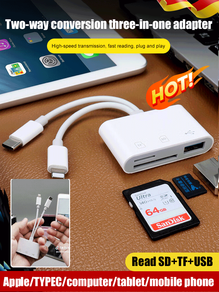 3-in-1 Dual Line Converter (SD+TF+USB)