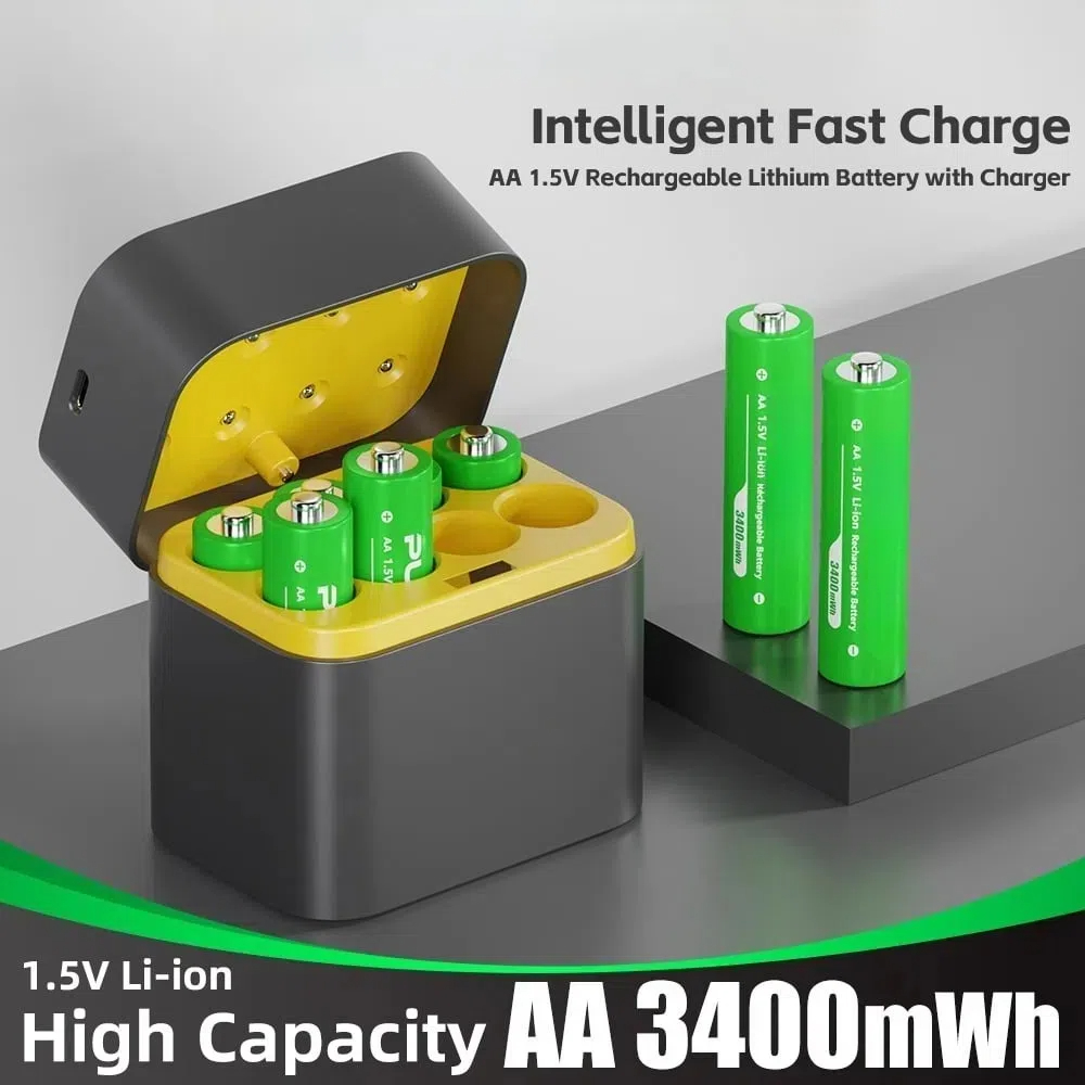 Eight slots AA smart LED light show type-c port 5 lithium battery charger