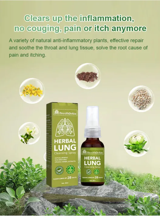 100% Authentic Breath Detox Herbal Lung Cleansing Spray Natural Herbal Lung Essence Spray